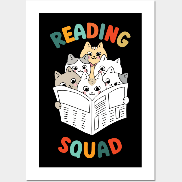 Cats reading squad Wall Art by DottedLinePrint